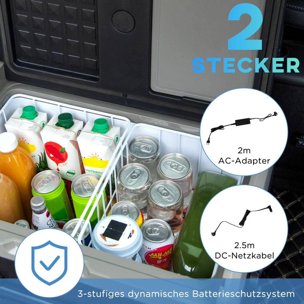 Frigo Portatile 40L Auto Camper con Compressore e Luci LED ¨C zephmum ¨C Grigio e Nero