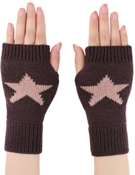 Manopole senza dita - Materiale intrecciato - Disegno a stampo - Uomo/Donna - Esterno - Calore/Comfort - Manopole senza dita con dita mancanti