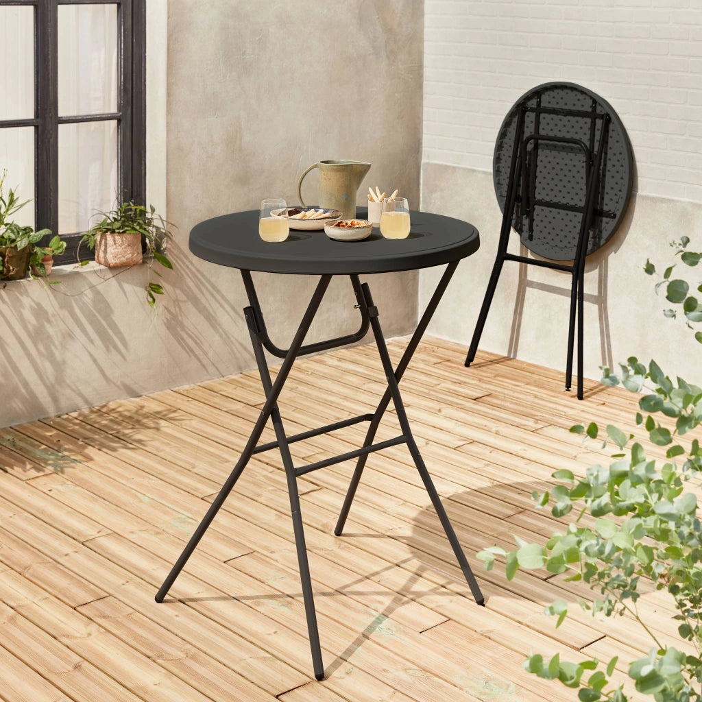 Set di 2 tavoli pieghevoli alti, grigio scuro