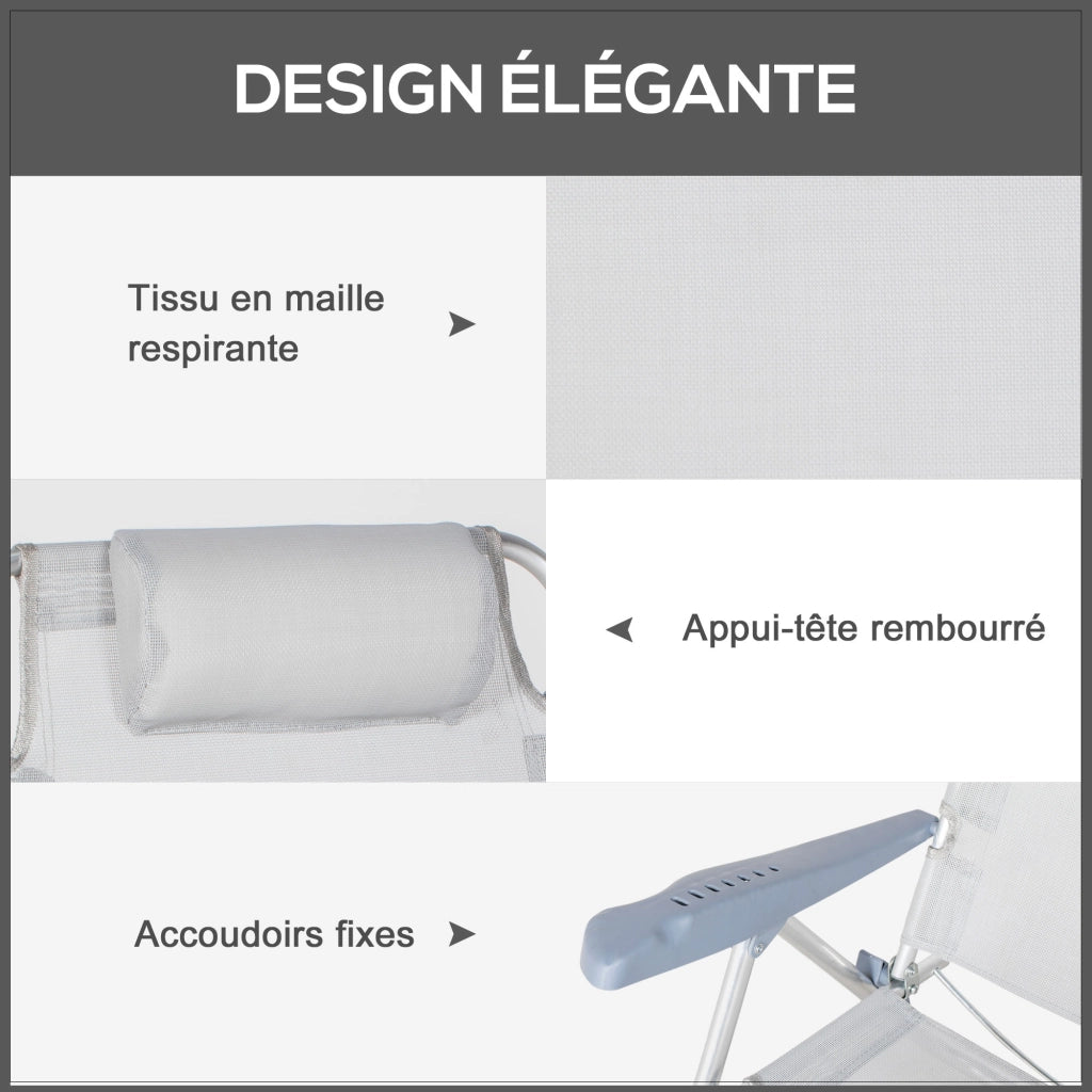 Sedia da Giardino Pieghevole ¨C Xylo ¨C Set 2 Pezzi con Schienale Reclinabile 6 Livelli