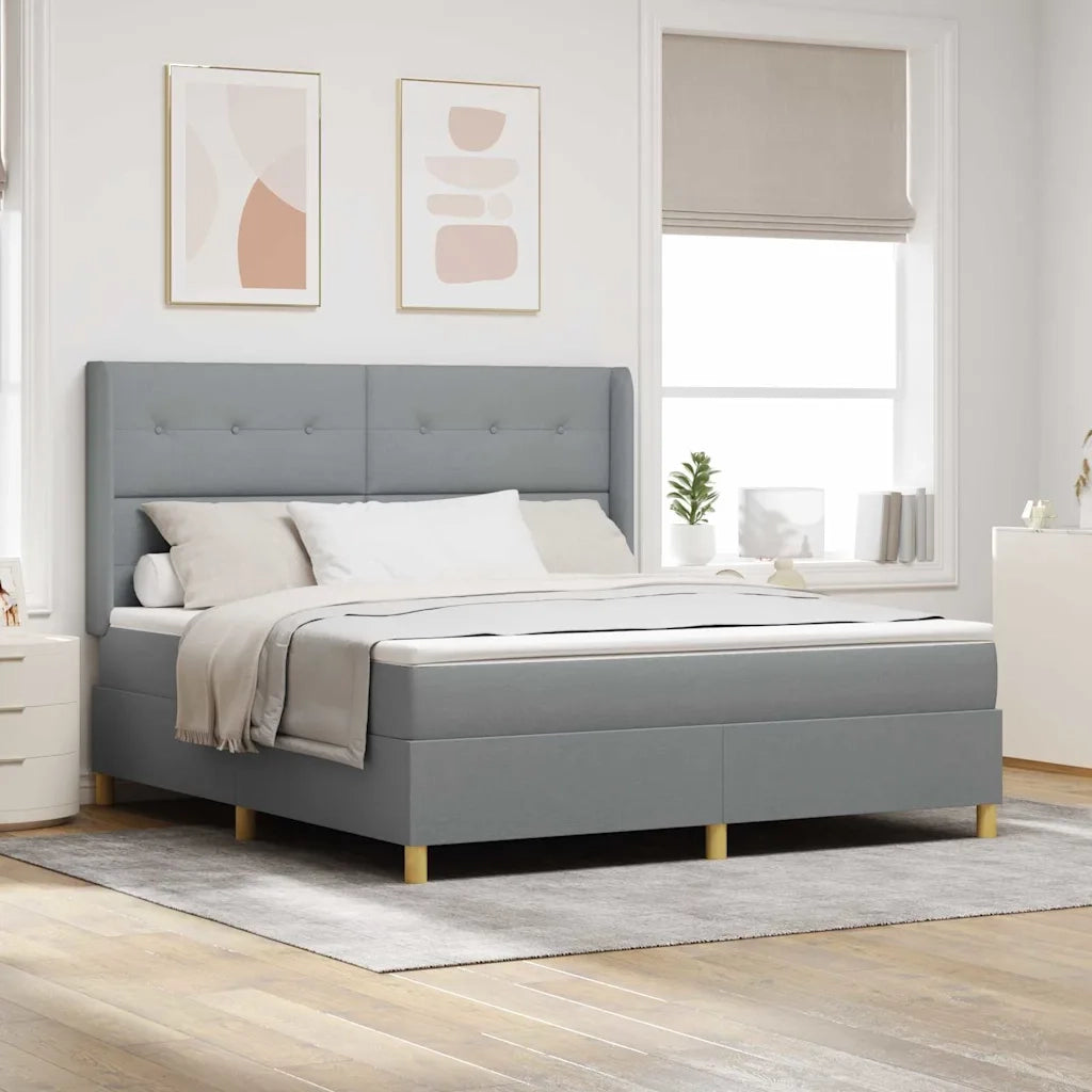 Letto a molle con materasso Grigio chiaro 140 x 200 cm Tessuto