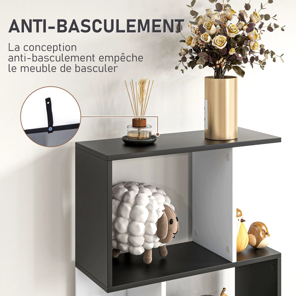 Libreria a 5 livelli a forma di S ¨C zephmum ¨C nero bianco 60x24x184.5