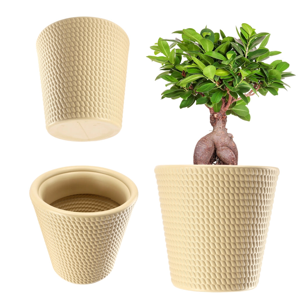 Vaso da fiori KADAX in plastica, rotondo, 35 cm, beige