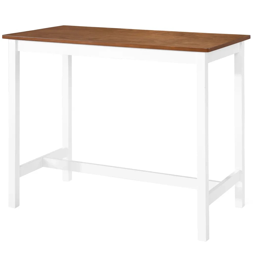 Set Tavolo e Sedie da Bar 5 pz Legno Massello Marrone e Bianco 275234