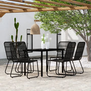 Set Mobili da Pranzo per Giardino 7 pz Nero cod mxl 37722