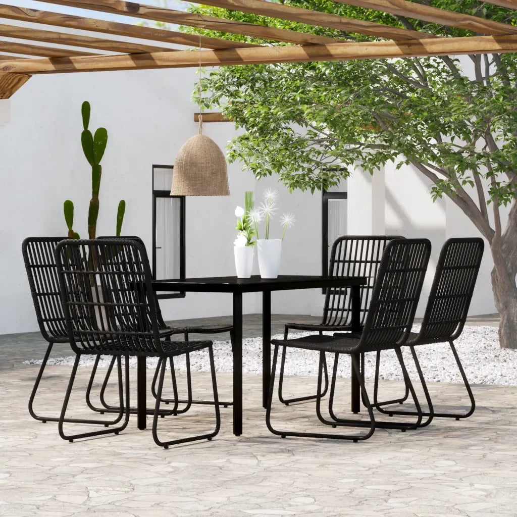 Set Mobili da Pranzo per Giardino 7 pz Nero cod mxl 37722
