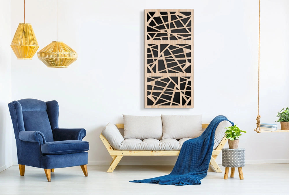 DIAGONAL - Quadro arredo LASERCUT composito Legno e PVC Misura: 50x100 cm