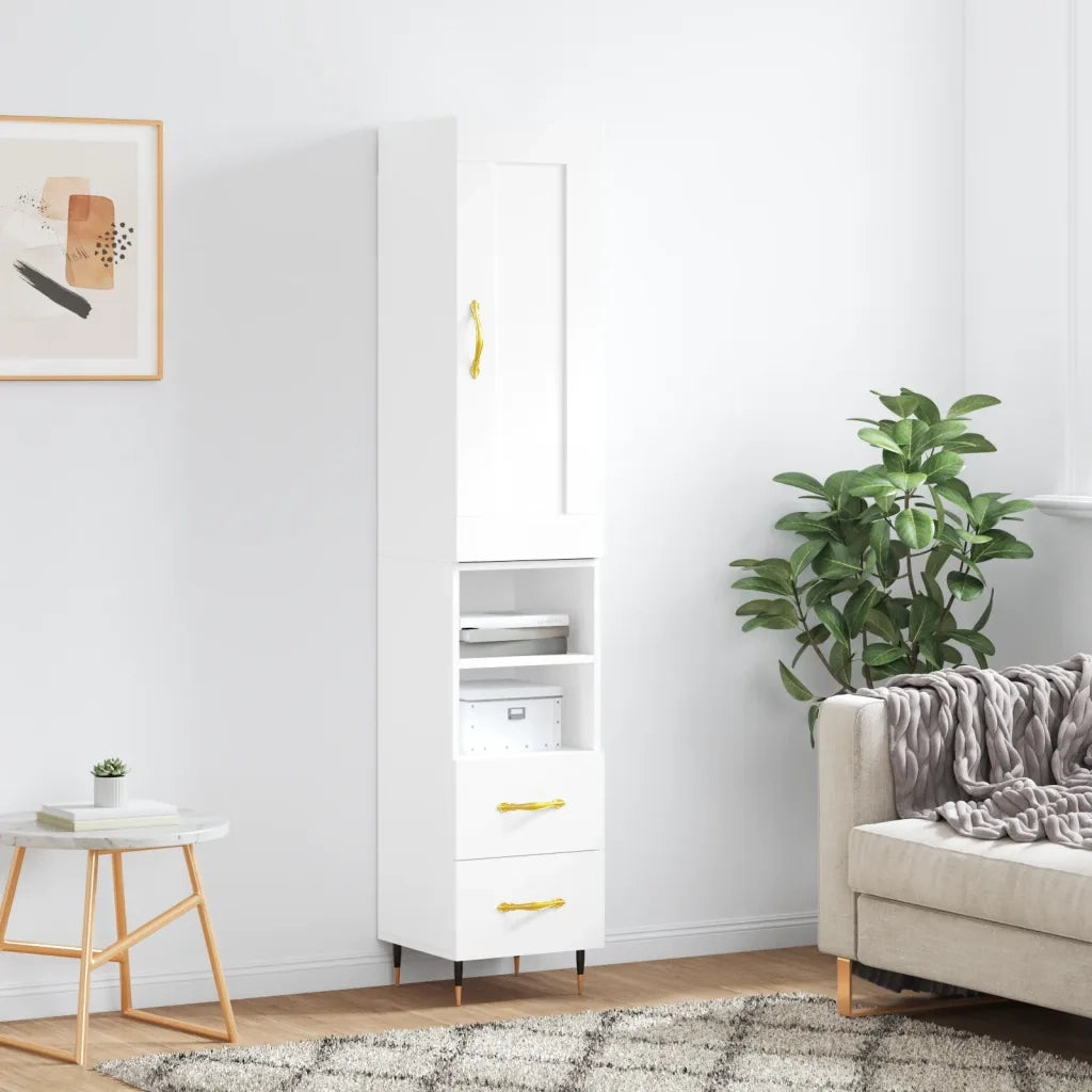 Credenza | Madia | Buffet da pranzo | Armadio da pranzo Bianca 34,5x34x180 cm in Legno Multistrato