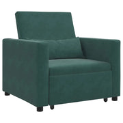 Divano letto | Sof¨¤ letto | Letto singolo estraibile singolo con ruote Verde scuro Velluto