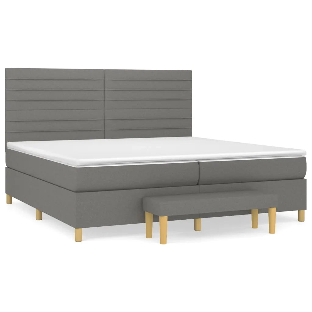 Giroletto a Molle con Materasso Grigio Scuro 200x200 cm Tessuto 3137262