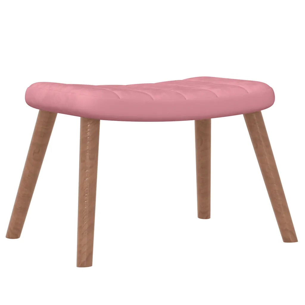 Poltrona a Dondolo | Sedia Relax con Poggiapiedi Rosa in Velluto