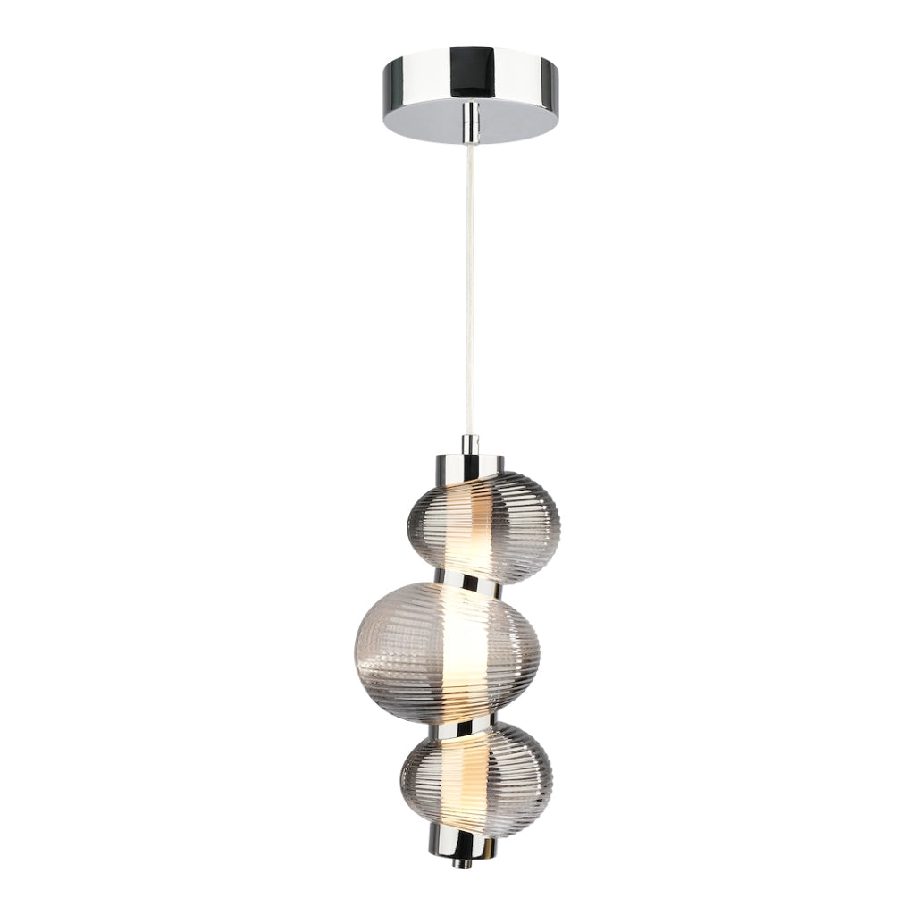Lampada a sospensione Bolla Milagro cromo vetro fumé LED 12W