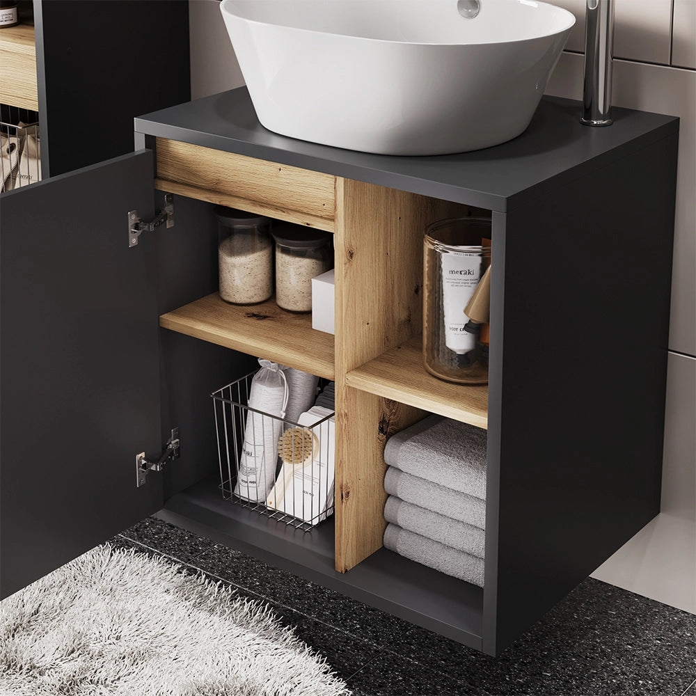 Vicco Set di mobili da bagno Grigio/Artisan 3 parti