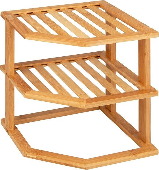 Scaffale a 3 livelli in bambù, dimensioni ca. 25 x 27 x 25 cm (l x p x d)
