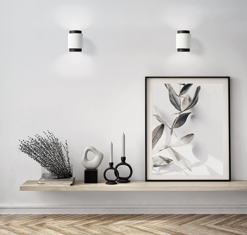 SYME applique da Parete 2 luci attacco GX53 Tonda Nero in gesso e alluminio 146cm