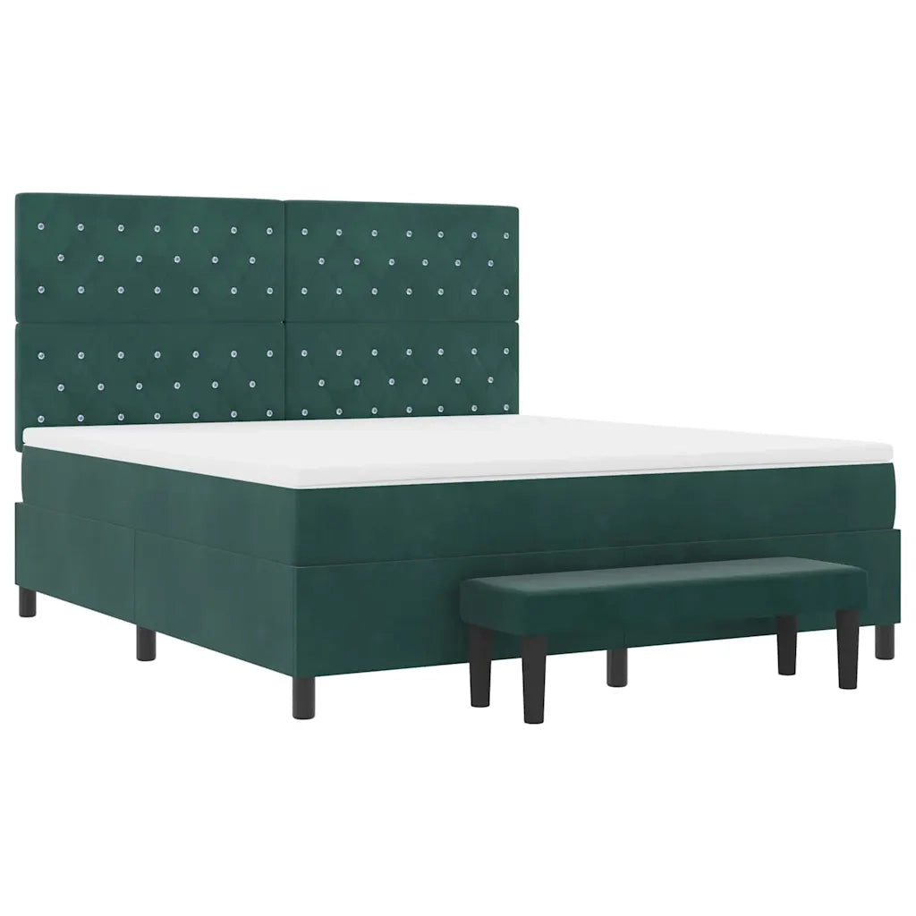 Letto a molle con testiera Verde scuro 200 x 180 cm Velluto 3344465