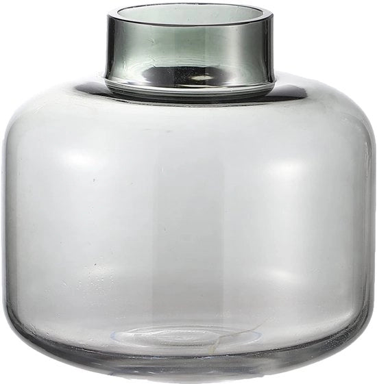 Vaso corto in vetro, vaso nero per fiori, vasi corti per tulipani, vasi in vetro rotondi per compleanni, matrimoni, inaugurazioni, anniversari, fidanzamenti, 15 cm