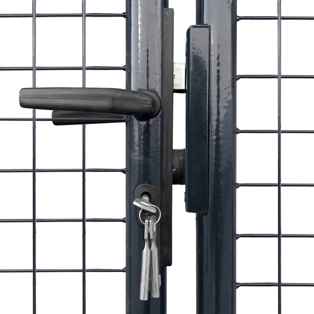 Cancello da Giardino in Rete di Acciaio Zincato 300x150 cm Grigio 143365