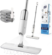 Aspiratore di pavimento con funzione di aspersore, aspersore per la rapida pulizia con 4 pad di aspersione e raschiatore di finestre, aspiratore rotativo a 360 gradi con 450 ml di serbatoio d'acqua