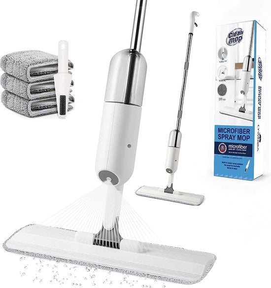 Aspiratore di pavimento con funzione di aspersore, aspersore per la rapida pulizia con 4 pad di aspersione e raschiatore di finestre, aspiratore rotativo a 360 gradi con 450 ml di serbatoio d'acqua