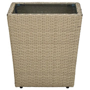 Tavolino da Giardino | Tavolino Beige 41,5x41,5x44 cm in Polyrattan e Vetro Temperato