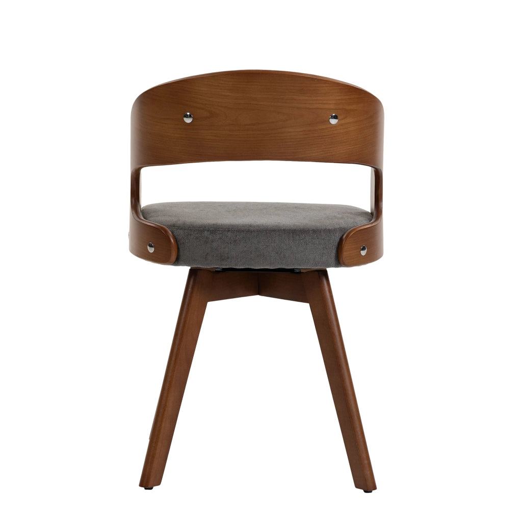 Sedia da Pranzo Girevole Set da 2 con Seduta Imbottita 360° e Schienale Ergonomico in Lino Grigio