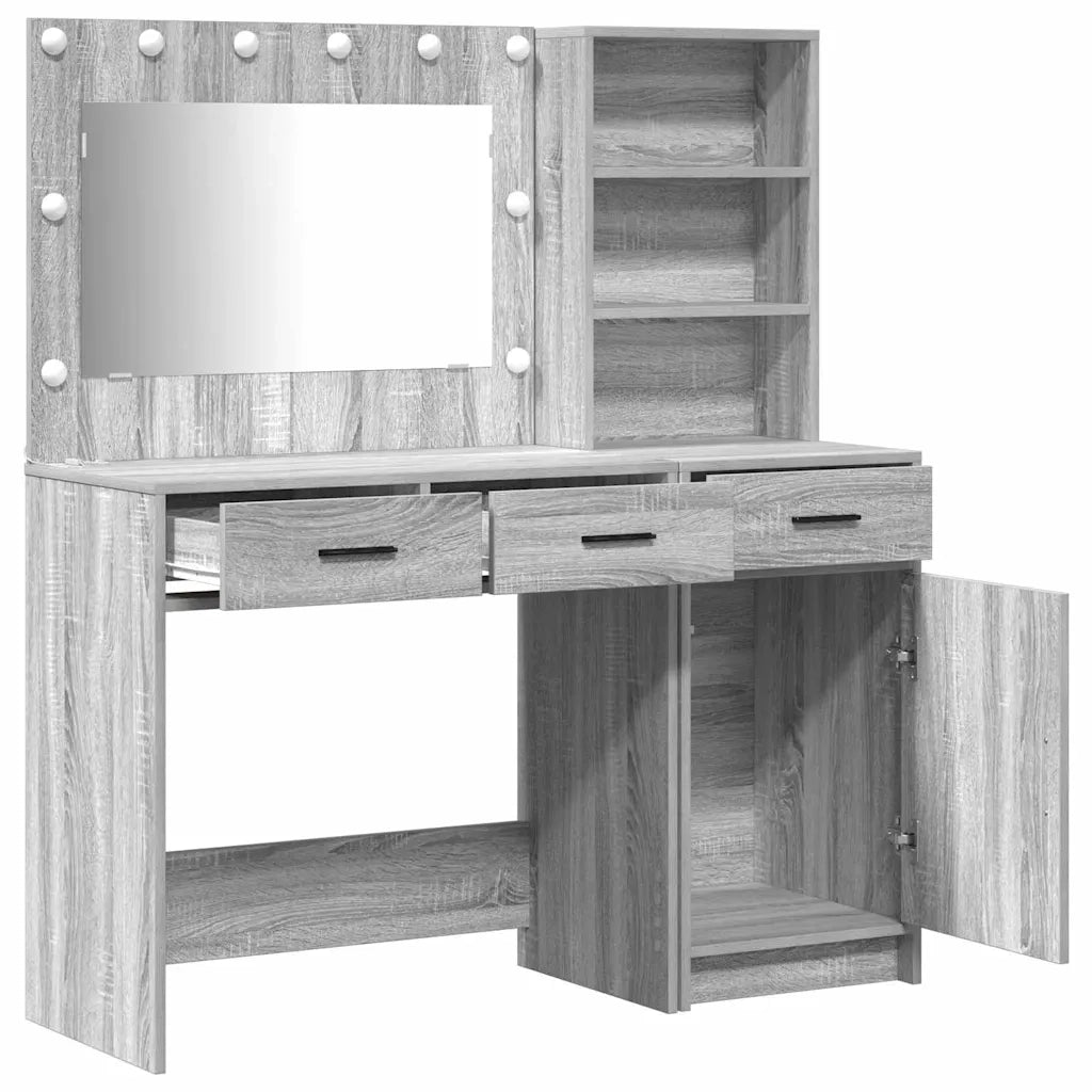 Tavolo da Trucco con cassetto 2 pcs Grigio Legno multistrato 3334268