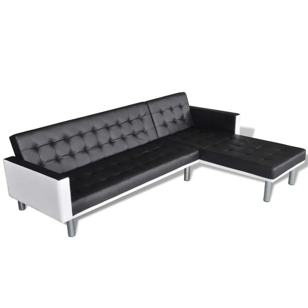 Divano Letto a L in Similpelle Nero 244328
