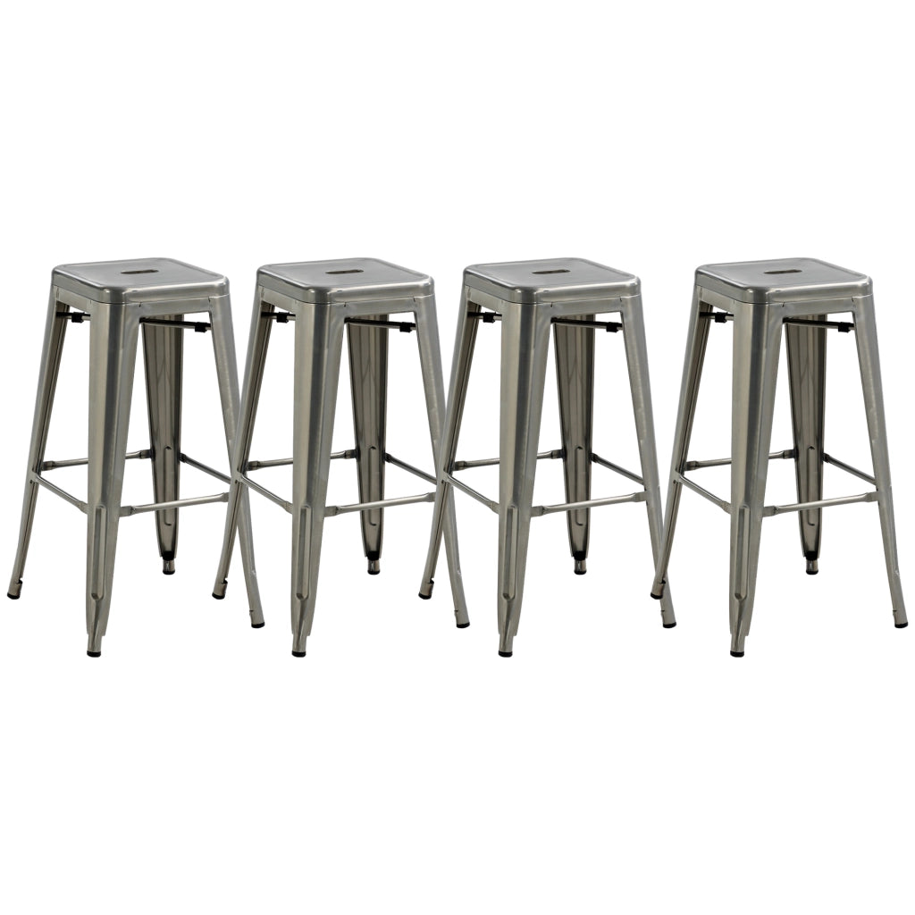 Sgabelli da Bar ¨C zephmum ¨C 4 Pezzi Metallico Grigio 76 cm