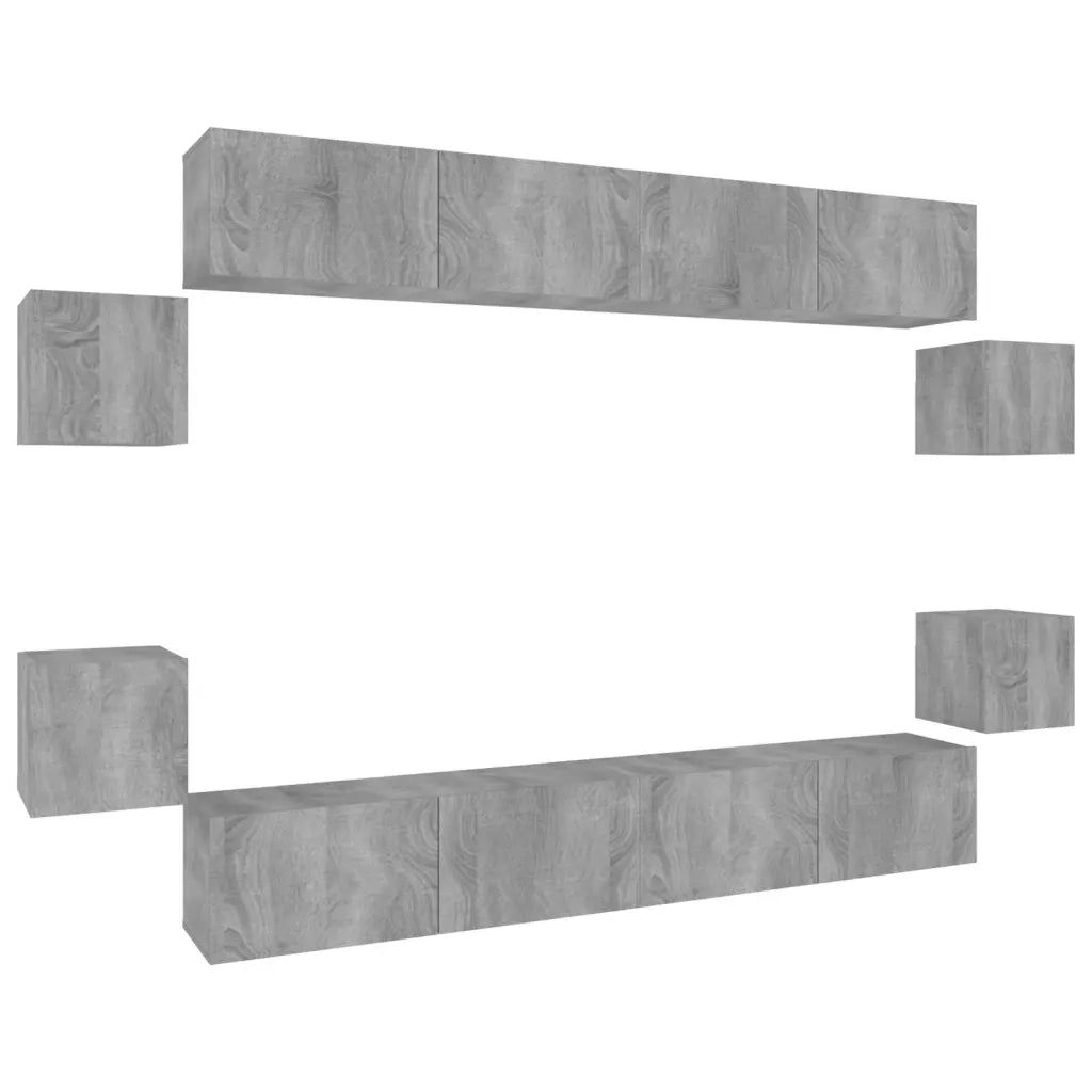 Set Mobili Porta TV 8pz Grigio Sonoma in Legno Multistrato 3114228