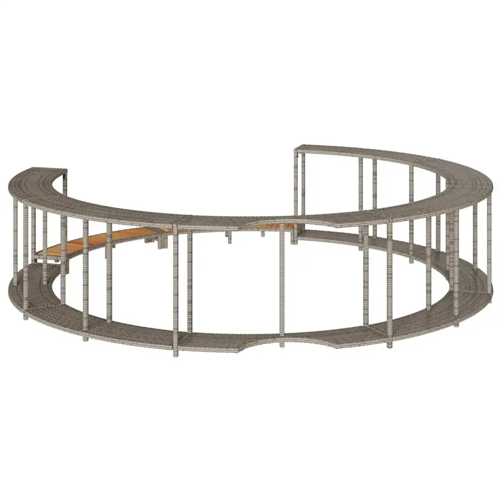 vidaXL Bordo per Vasca Spa con Portaoggetti&Gradino Polyrattan Grigio