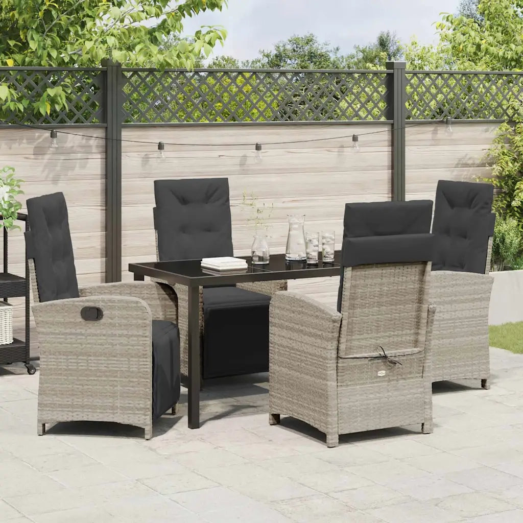 Set da Pranzo per Giardino 5 pcs Grigio chiaro polyrattan 3380346