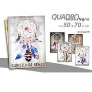 Trade Shop - Quadro Decorativo Tela Su Legno Decoro Indian 50x70x1,8cm Decori Assortiti 743474 -