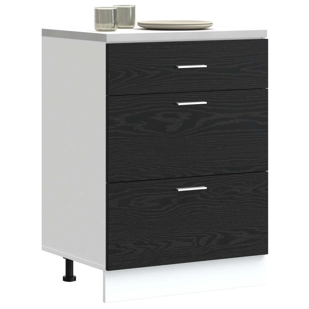 Base per Cucina Rovere Nero 60 x 46 x 81,5 cm Legno multistrato