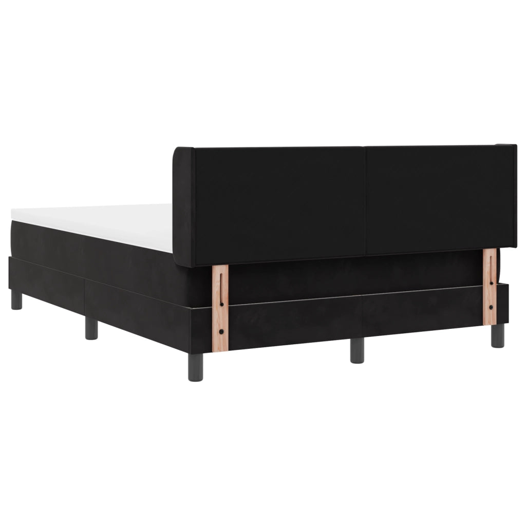 Letto Box Spring con Materasso Nero 160x200 cm Velluto