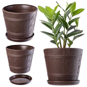 Vaso da fiori KADAX da 26 cm con coperchio effetto legno e supporto in plastica.