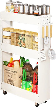 Carrello da cucina su ruote, 3-trappato organizzatore per la stanza da bagno, vettura multifunzionale rotante, mobile su ruote, armadio per la stanza da bagno a muro sottile in metallo, vettura organizzativa