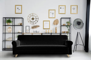 Copridivano Elasticizzato in Tessuto Nero 3 Posti