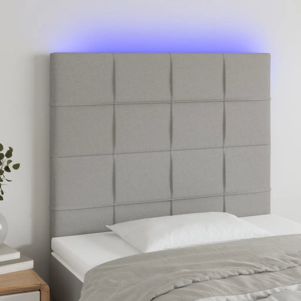 Testiera | Testata a LED Grigio Chiaro 80x5x118/128 cm in Tessuto