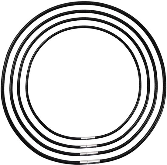 Cordone in Pelle per Collare Uomo - 4 pezzi - Larghezza 2 mm - Lunghezza 40/45/50/55 cm - Resistente agli Impatti e Allergeni - Catena in Pelle