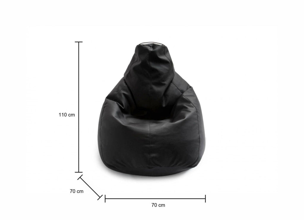 Pouf Asino, Pouf a sacco, 100% Made in Italy, Poltrona a sacco in ecopelle, cm 70x70h110, Nero
