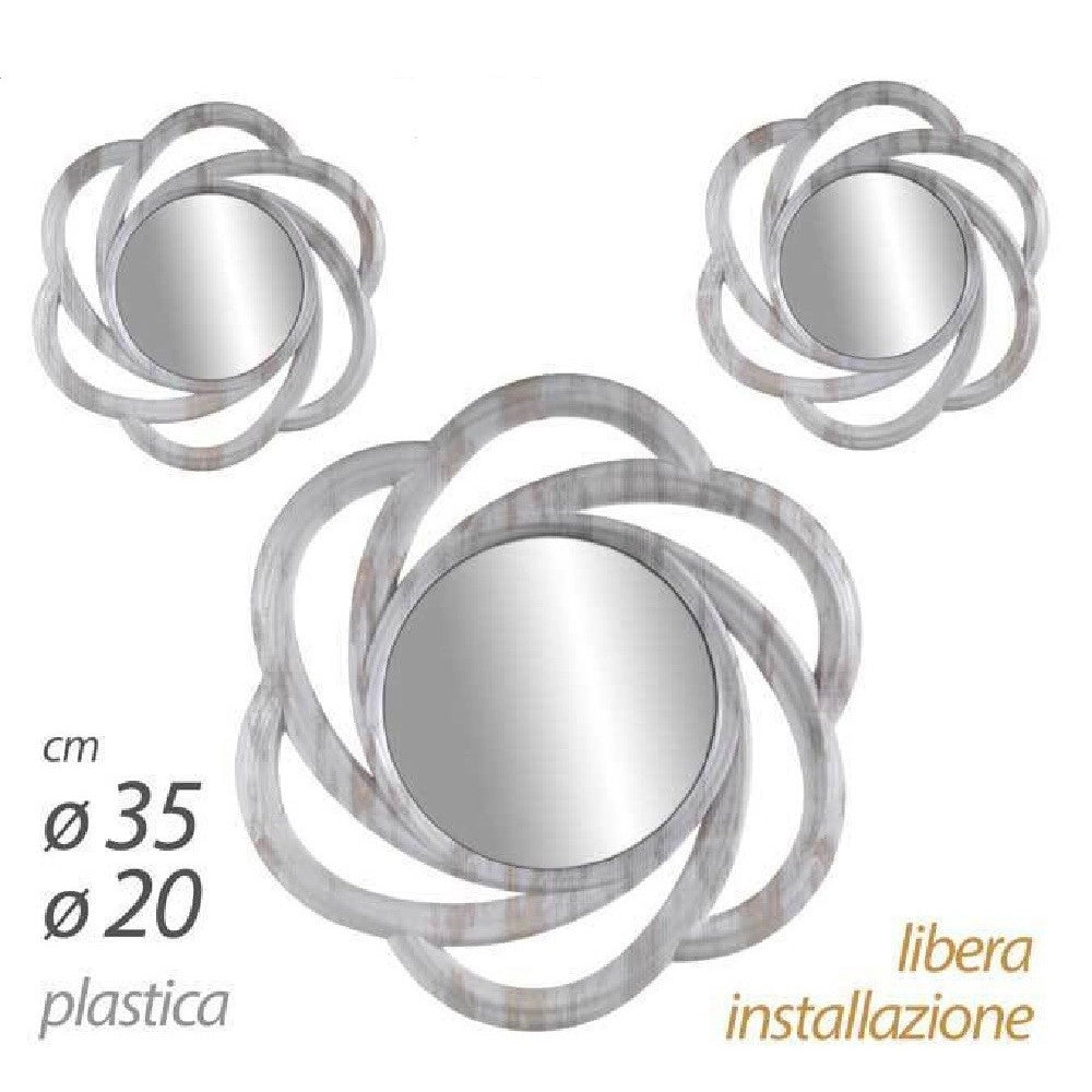 Trade Shop - Set 3 Specchi Da Parete Decorativi Specchio Libera Installazione 20-35cm 836848 -