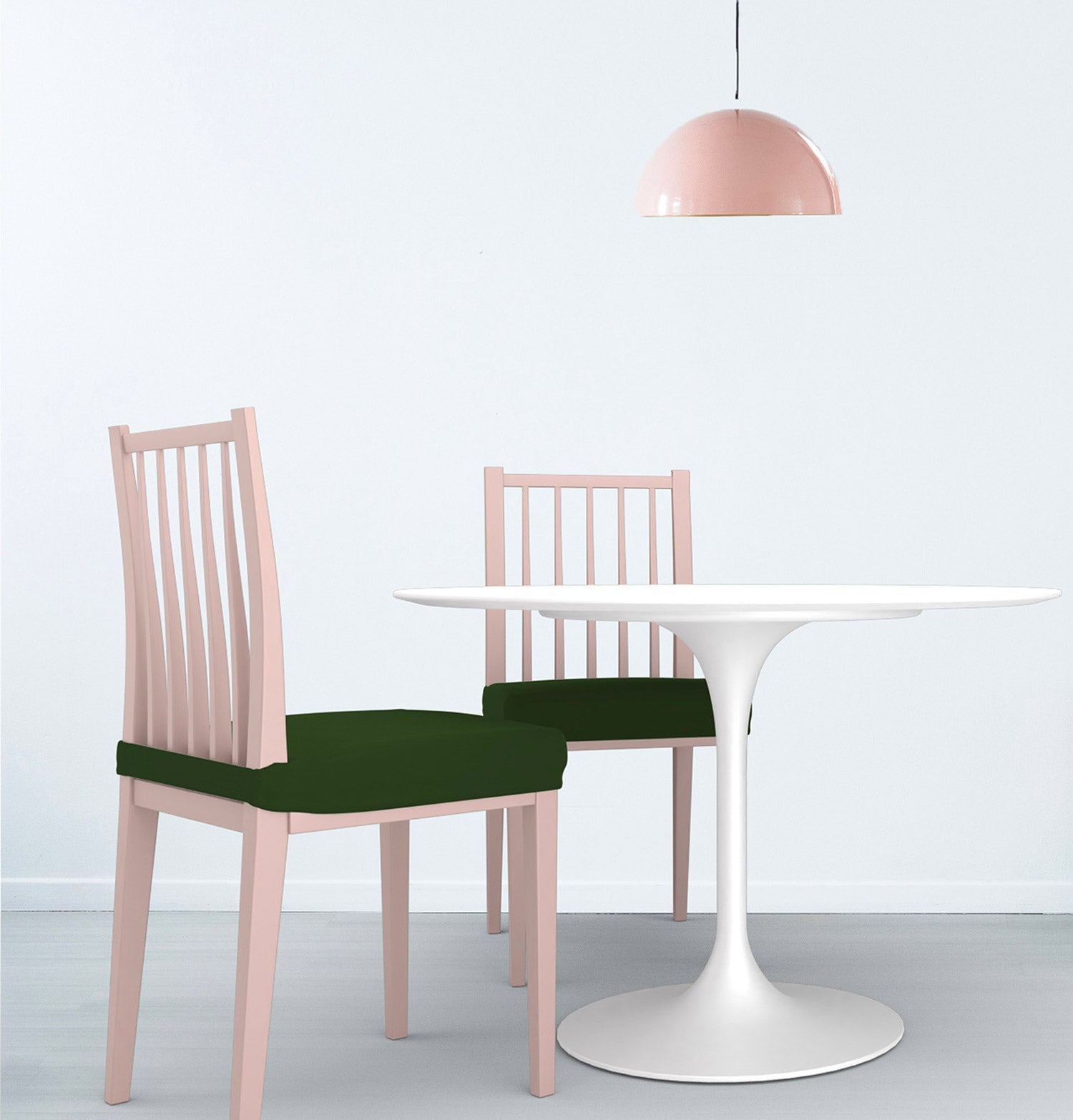 Set 2 Coprisedie Elasticizzati in Poliestere Verde Scuro