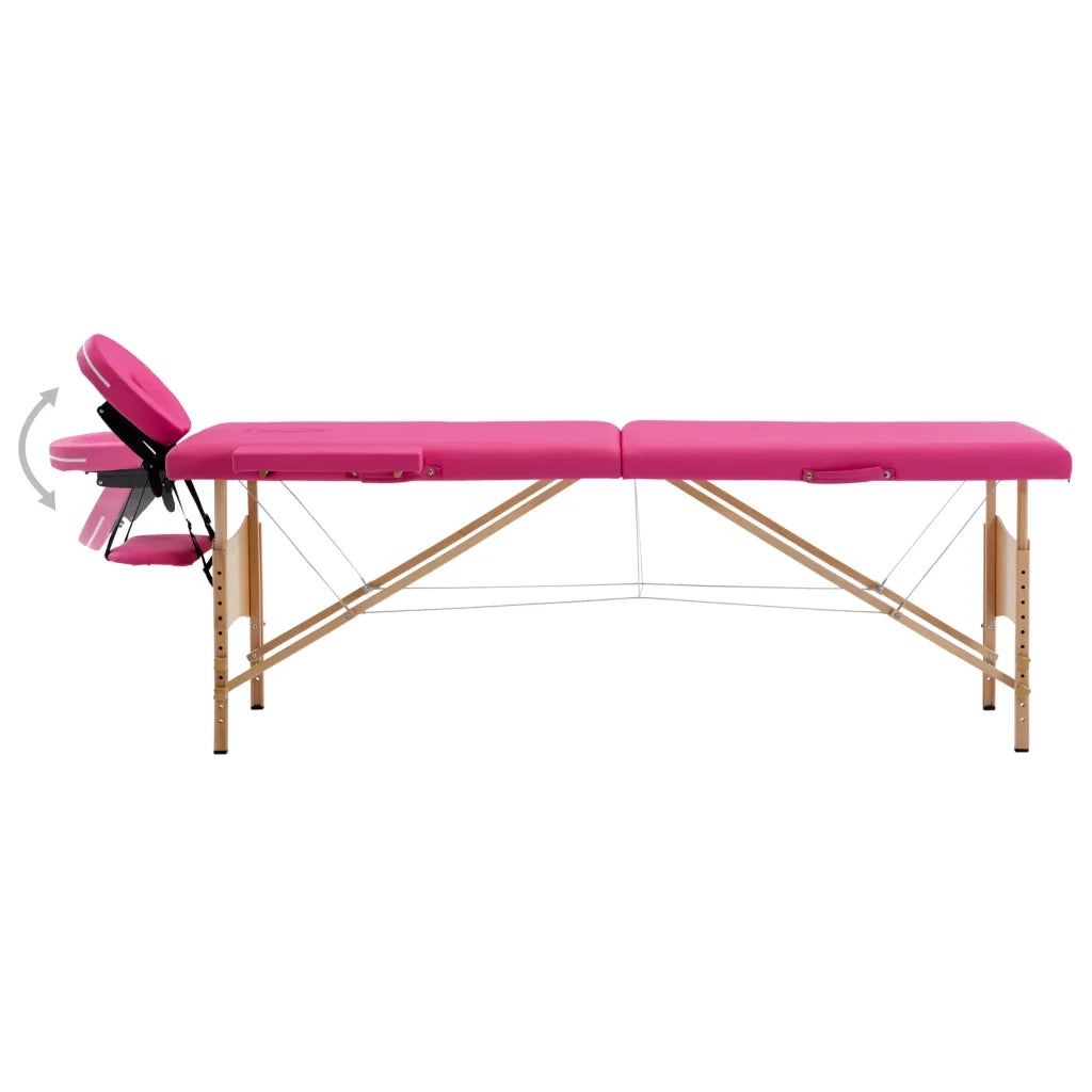 Lettino da Massaggio a 2 Sezioni in Legno Rosa CFW8569013