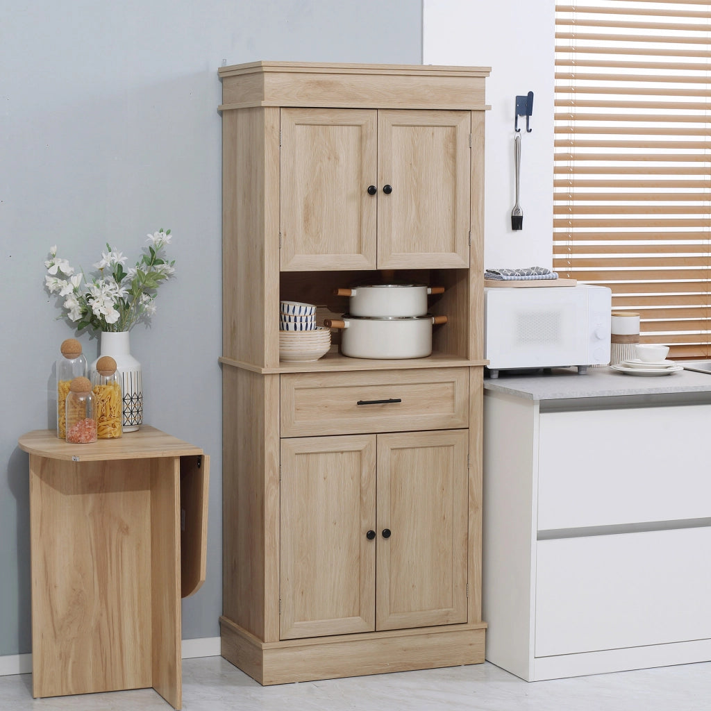 Armadio da Cucina con 4 Porte e Cassetto ¨C Zephmum ¨C 74x39,5x183 cm Roble