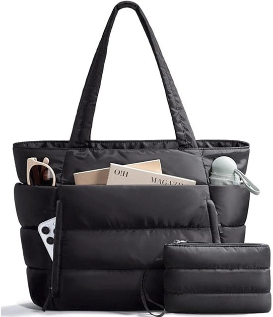 Borsa a Spalla Leggera e Isolata - 15.6" Borsa Portatile per Computer - Con Borsa per Bevande - Per Insegnante, Infermiera, Scuola, Viaggio e Palestra - Nero