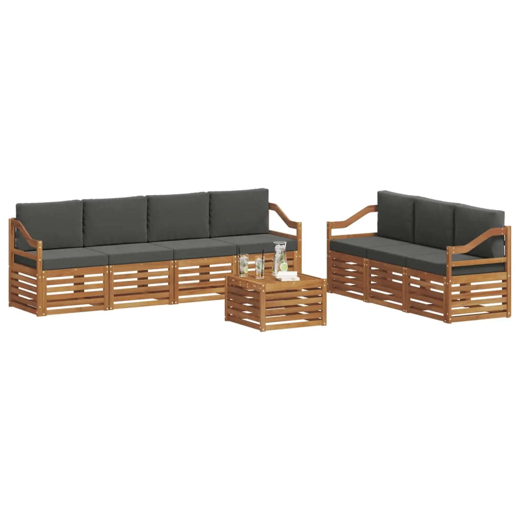 Set divani 8 pcs Naturale e Antracite Legno di Acacia Massello 3374507
