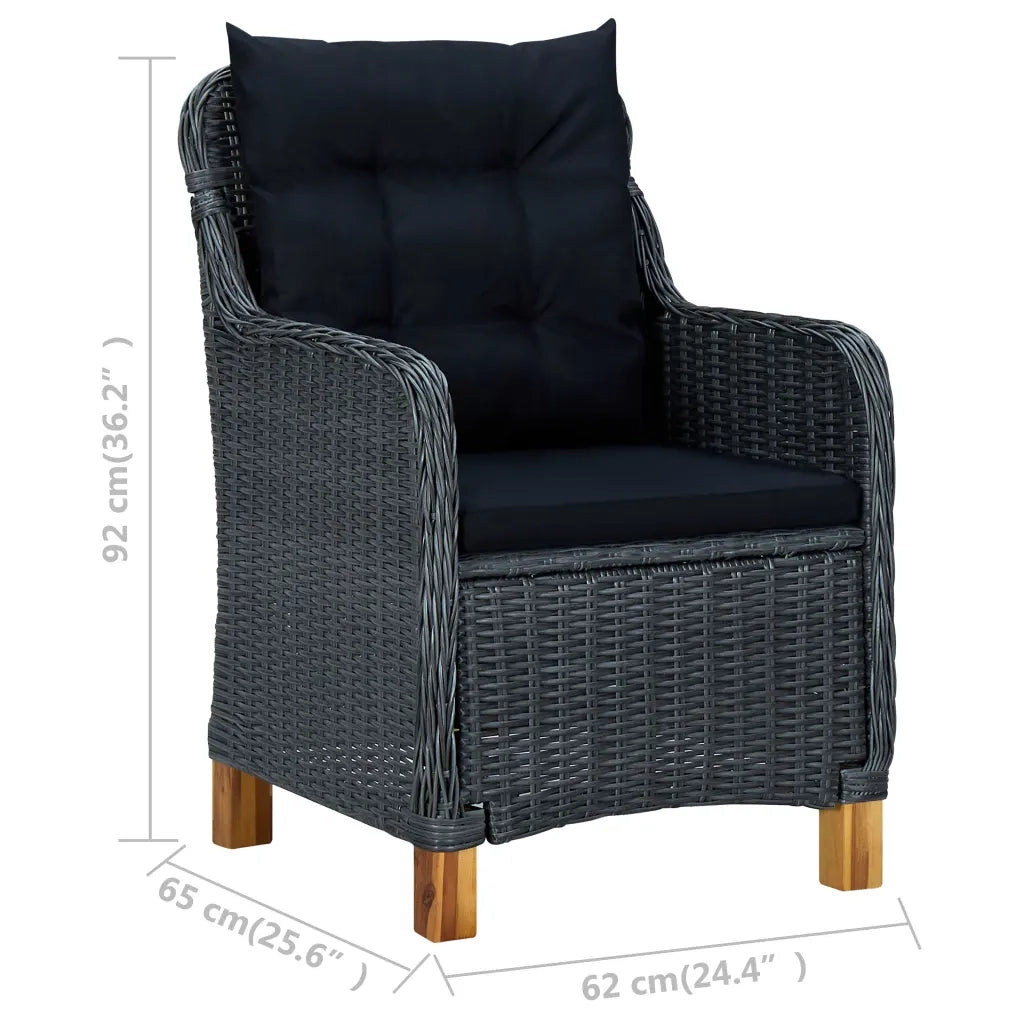 Sedie da Giardino con Cuscini 2 pz | Sedie da Esterno in Polyrattan Grigio Scuro