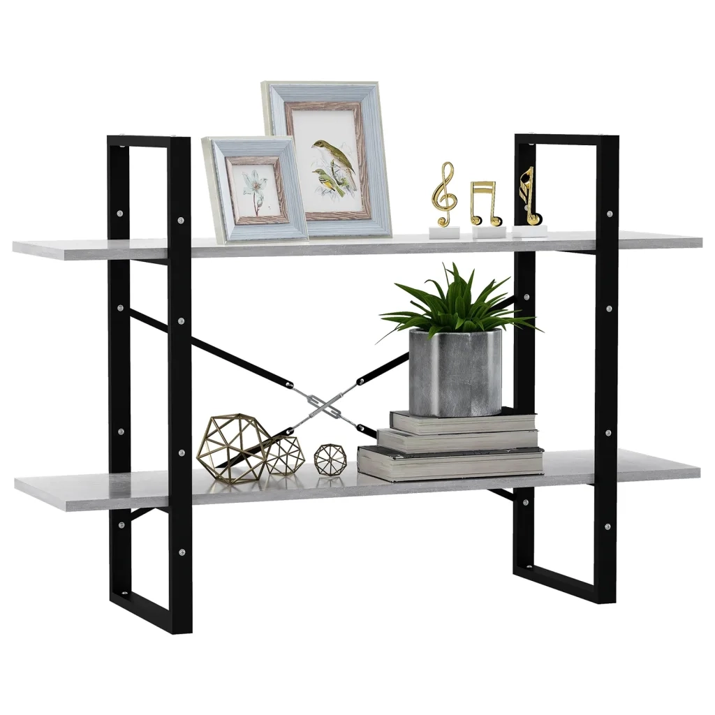 Libreria 2 Ripiani Grigio Cemento 100x30x70cm Legno Multistrato 806471