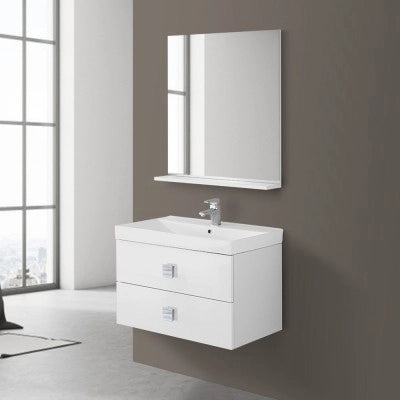 Mobile bagno sospeso 75x51 cm bianco laccato con due cassetti Bravo